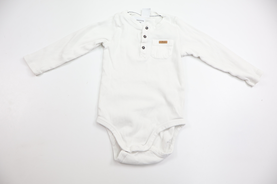 Ribbet bodysuit fra Lindex - Størrelse 86 - Hvid