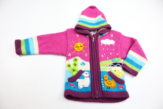 Strikket cardigan fra Hjemmestrikket - Størrelse 92 - Multi