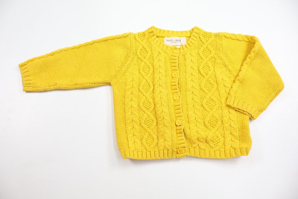 Strikket cardigan fra Holly & Whyte - Størrelse 80 - Gul