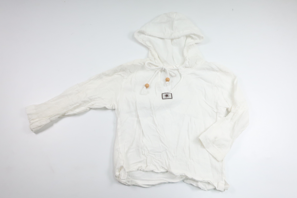 Tynd sweater med hætte fra Unknown - Størrelse 98/104 - Hvid