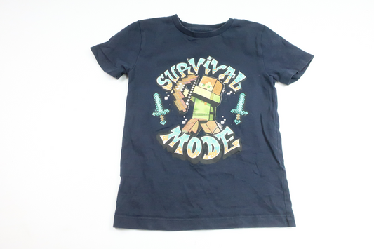 T-shirt med Minecraft fra Next - Størrelse 104 - Marineblå