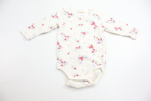 Blomstret body fra Lindex - Størrelse 62 - Hvid