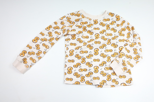 Pyjamastrøje med bamse fra Ukendt - Størrelse 110/116 - Off-white