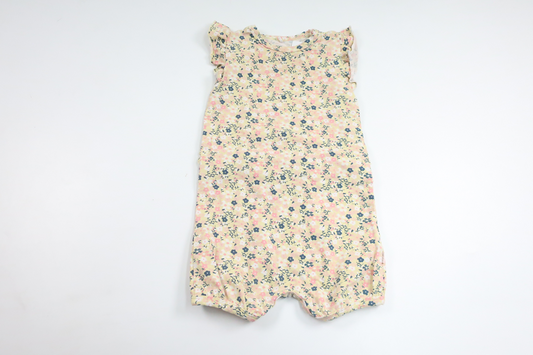 Blomsterjumpsuit med flæser fra MeToo - Størrelse 74 - Gul