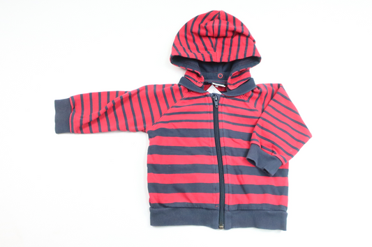 Stribet hættetrøje fra Polarn o. Pyret - Størrelse 74 - Rød