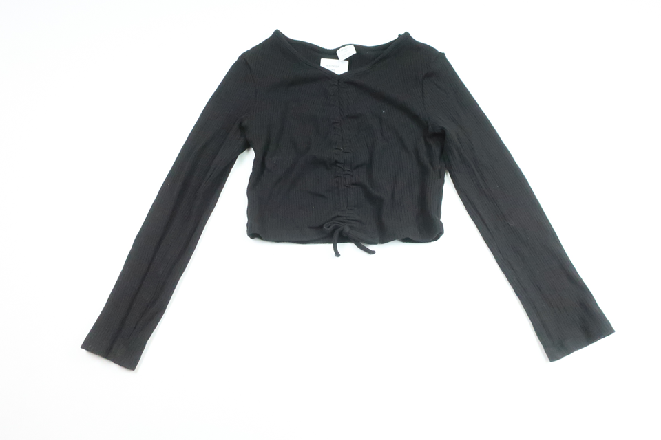 Ribstrikket sweater fra Lindex - Størrelse 128 - Sort