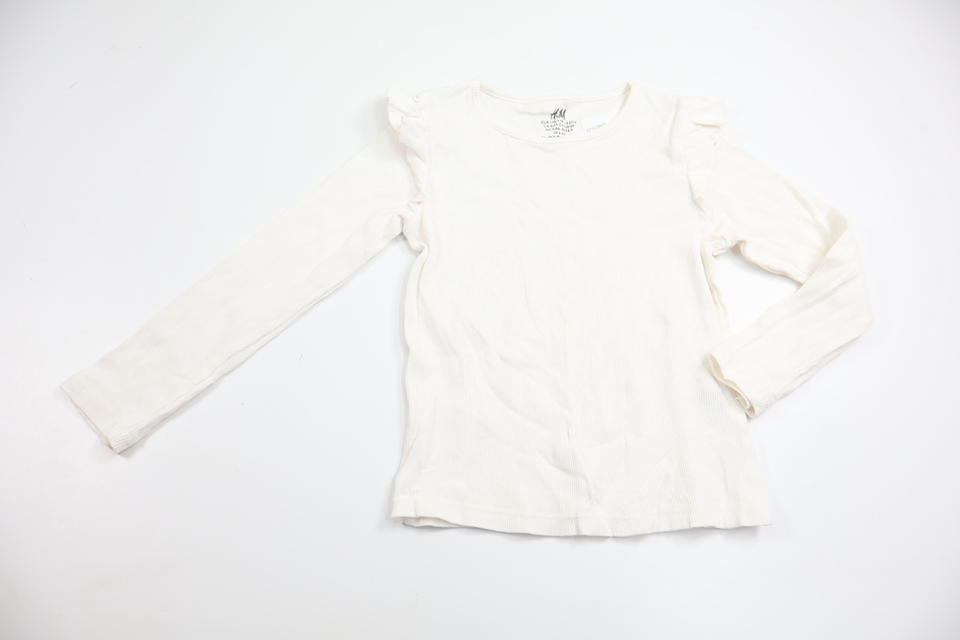 Ribbad tröja från H&M - Storlek 110/116 - Vit
