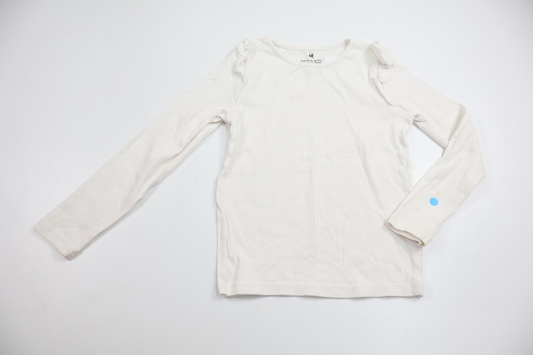 Ribbet trøje fra H&M - Størrelse 110/116 - Hvid