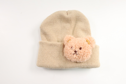 Hue med bamse fra Ukendt - Størrelse 62/68 - Beige