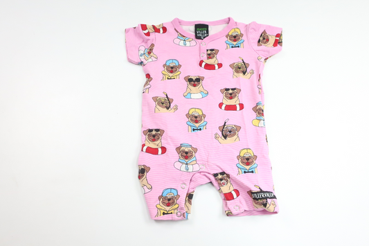 Jumpsuit med hunde fra Villervalla - Størrelse 56 - Pink