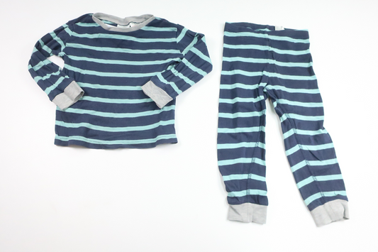 Stribet pyjamas i to dele fra H&M - Størrelse 92 - Marineblå