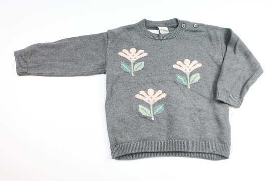Strikket sweater fra H&M - Størrelse 86 - Grå