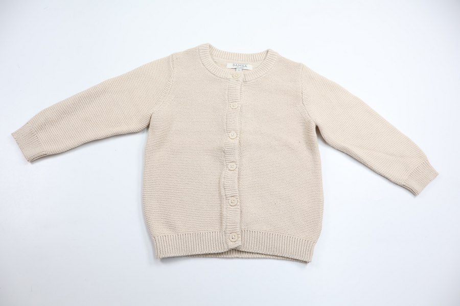 Strikket cardigan fra Samsa Young - Størrelse 92 - Beige