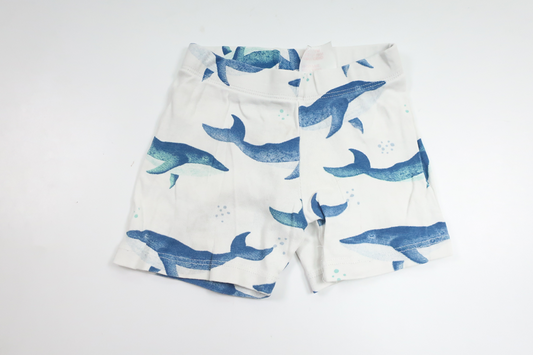 Pyjamasshorts med hvaler fra H&M - Størrelse 92 - Hvid