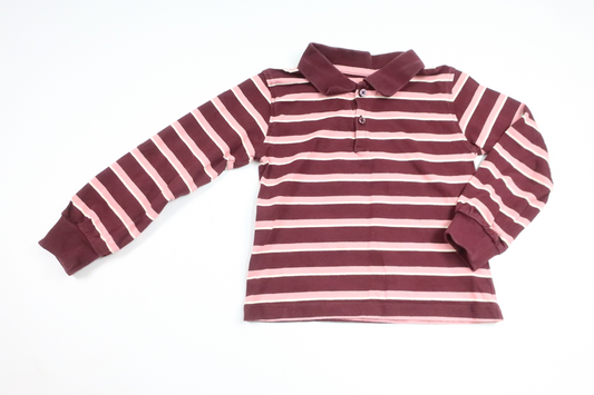 Stribet polo fra H&M - Størrelse 110/116 - Vinrød