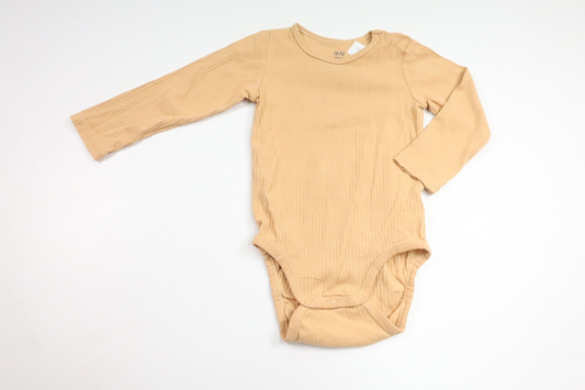 Ribbet body fra H&M - Størrelse 80 - Gul