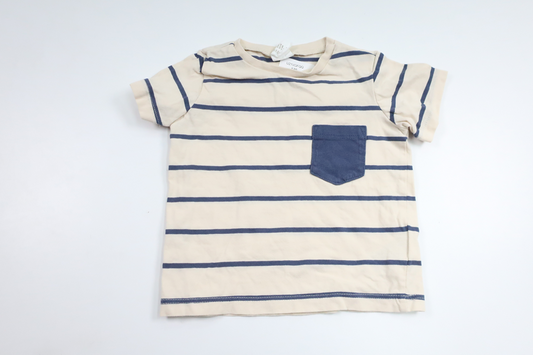 Stribet t-shirt fra H&M - Størrelse 68 - Råhvid