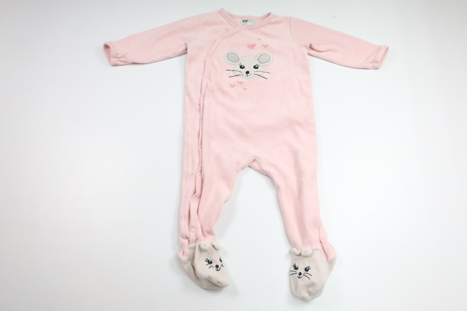 Pyjamas i fleece fra H&M - Størrelse 80 - Rosa