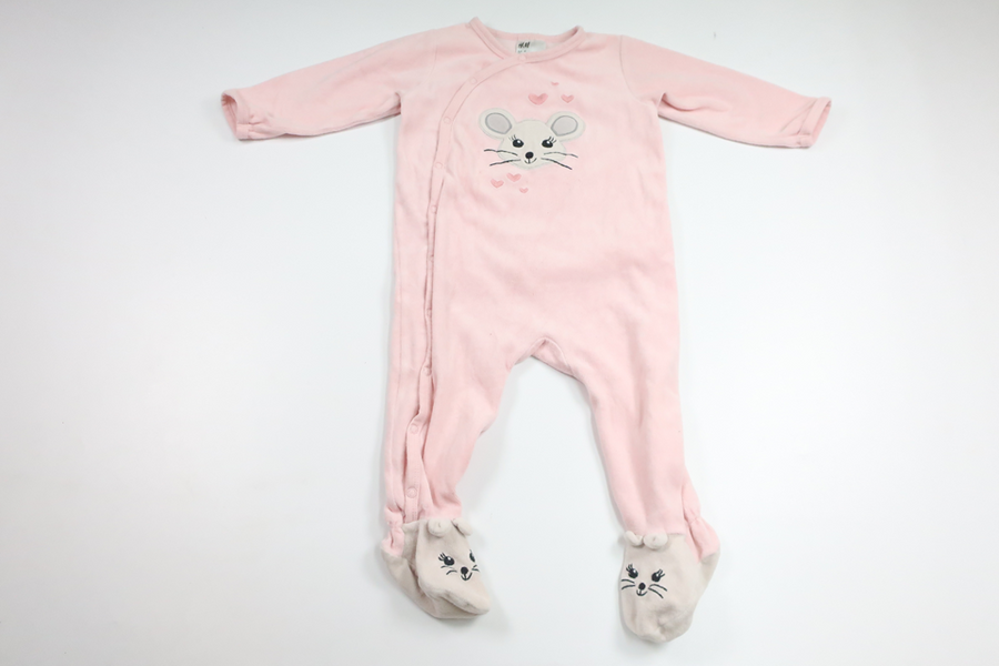 Pyjamas i fleece fra H&M - Størrelse 80 - Rosa