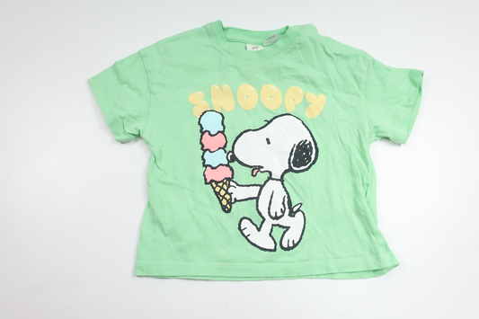 T-shirt med Snoopy fra H&M - Størrelse 80 - Grøn