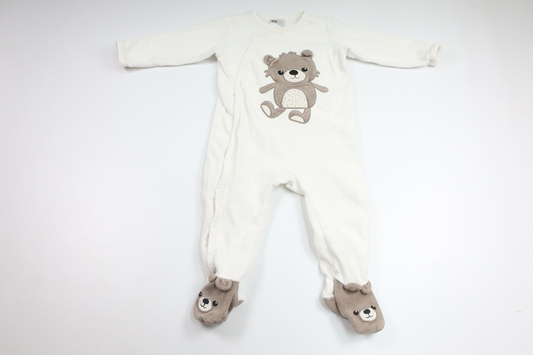 Pyjamas i fleece fra H&M - Størrelse 80 - Råhvid