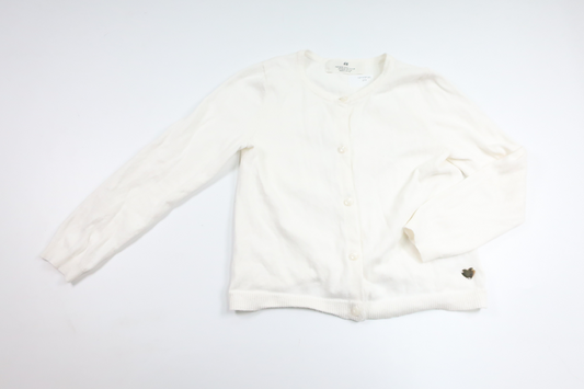 Strikket cardigan fra H&M - Størrelse 110/116 - Hvid