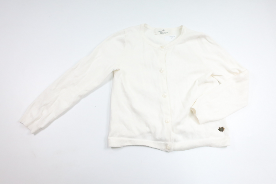 Strikket cardigan fra H&M - Størrelse 110/116 - Hvid