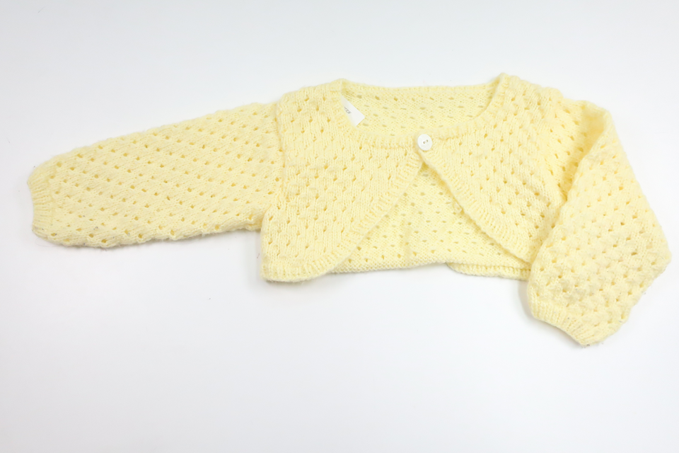 Strikket cardigan fra Hemstickat - Størrelse 86/92 - Gul