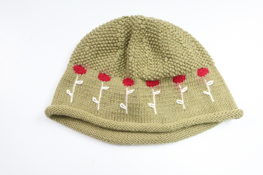 Strikket hue fra Hemstickat - Størrelse 98/104 - Grøn