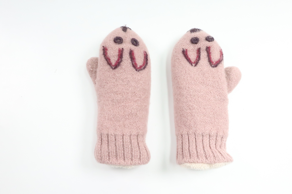 Fleeceforede vanter i uld fra Noa Noa Miniature - Størrelse 74/80 - Rosa