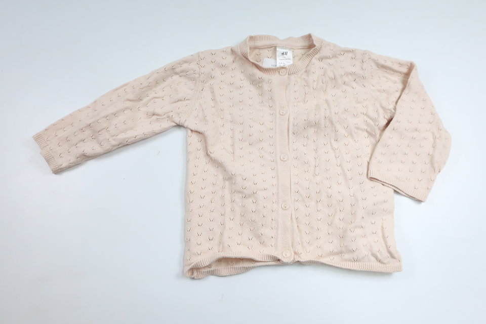 Strikket cardigan fra H&M - Størrelse 74 - Rosa