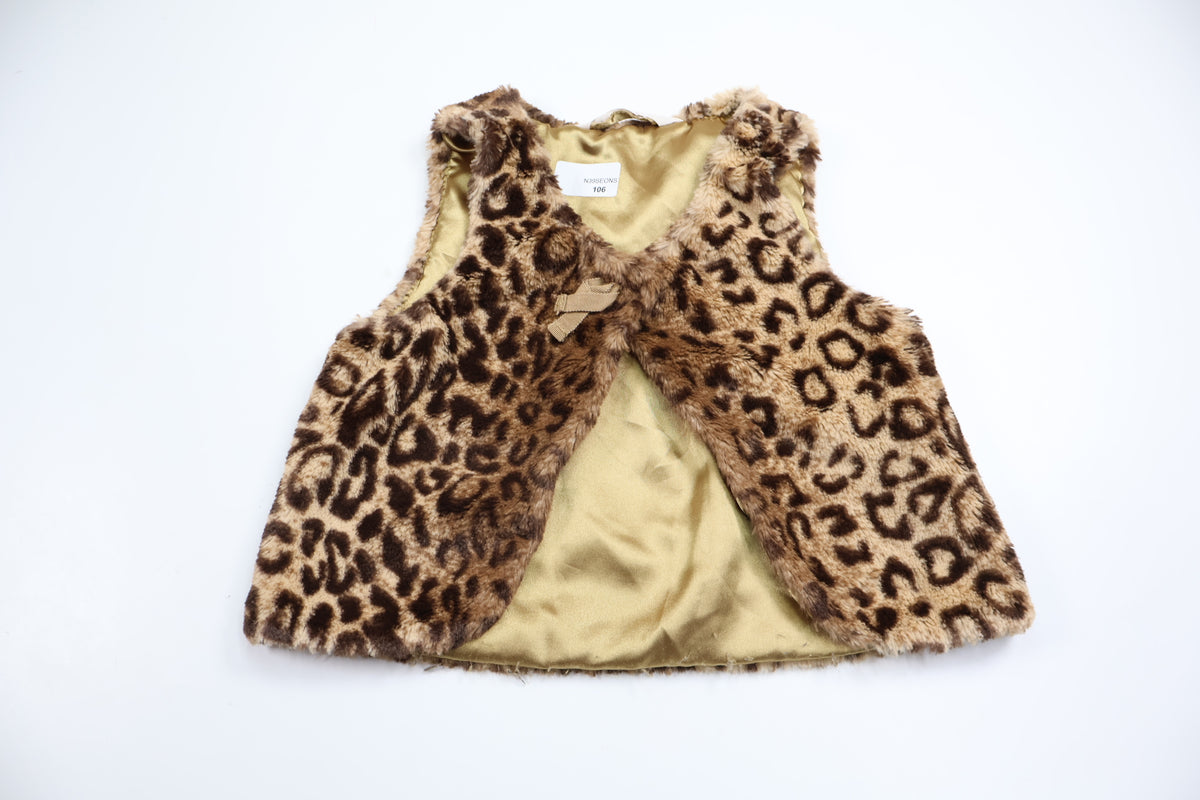 Leopardmönstrad väst i fuskpäls från H&M - Storlek 110 - Beige