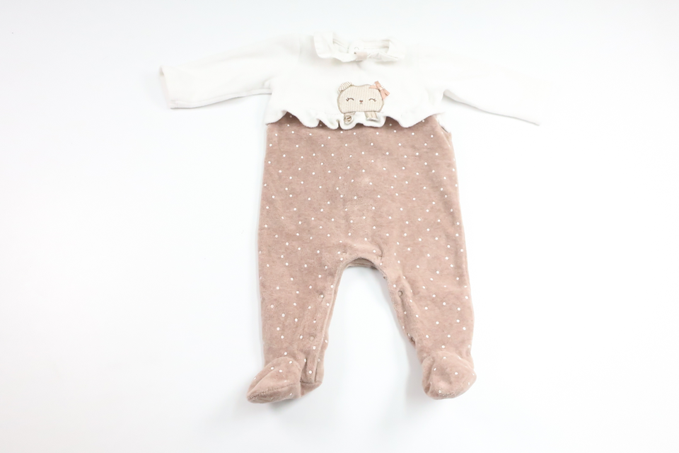 Jumpsuit i fleece fra Ukendt - Størrelse 62/68 - Beige