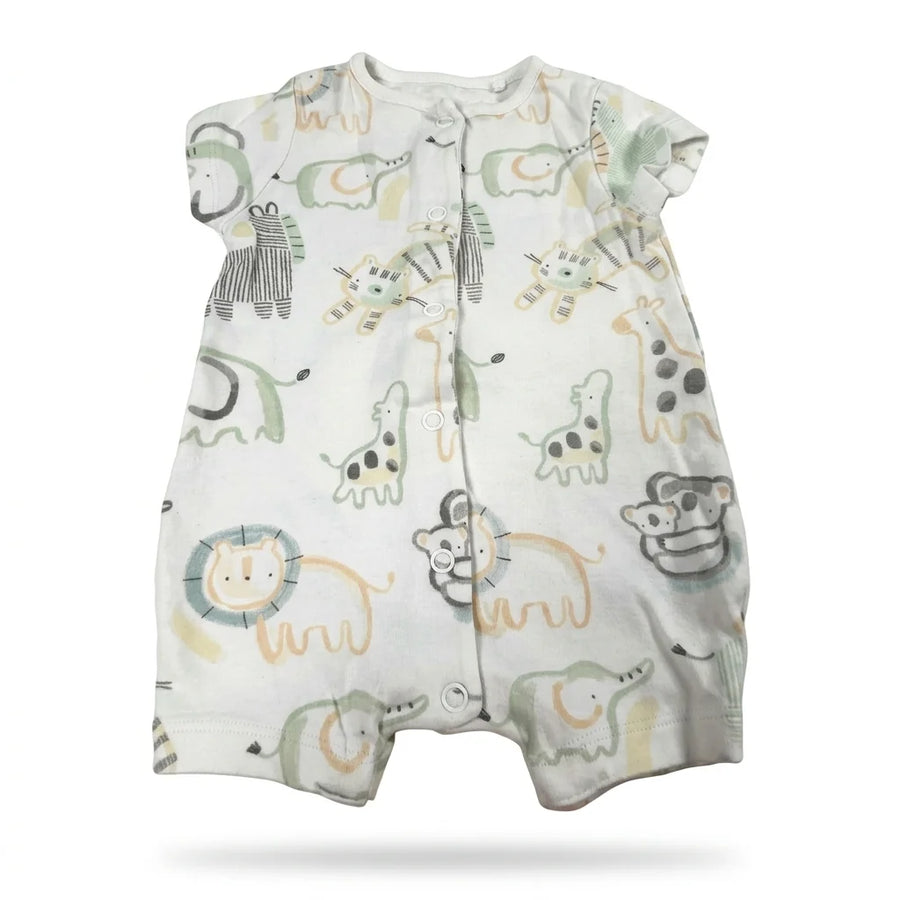 Djurmönstrad onesie från Next - Storlek 56 - Vit