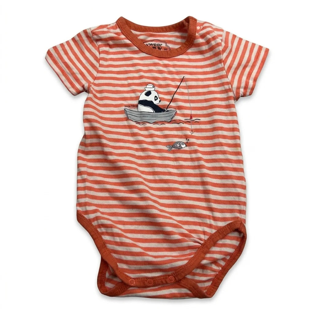 Randig body från My Wear Baby - Storlek 86 - Orange