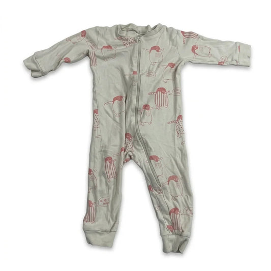 Djurmönstrad pyjamas från Kappahl - Storlek 74/80 - Vit