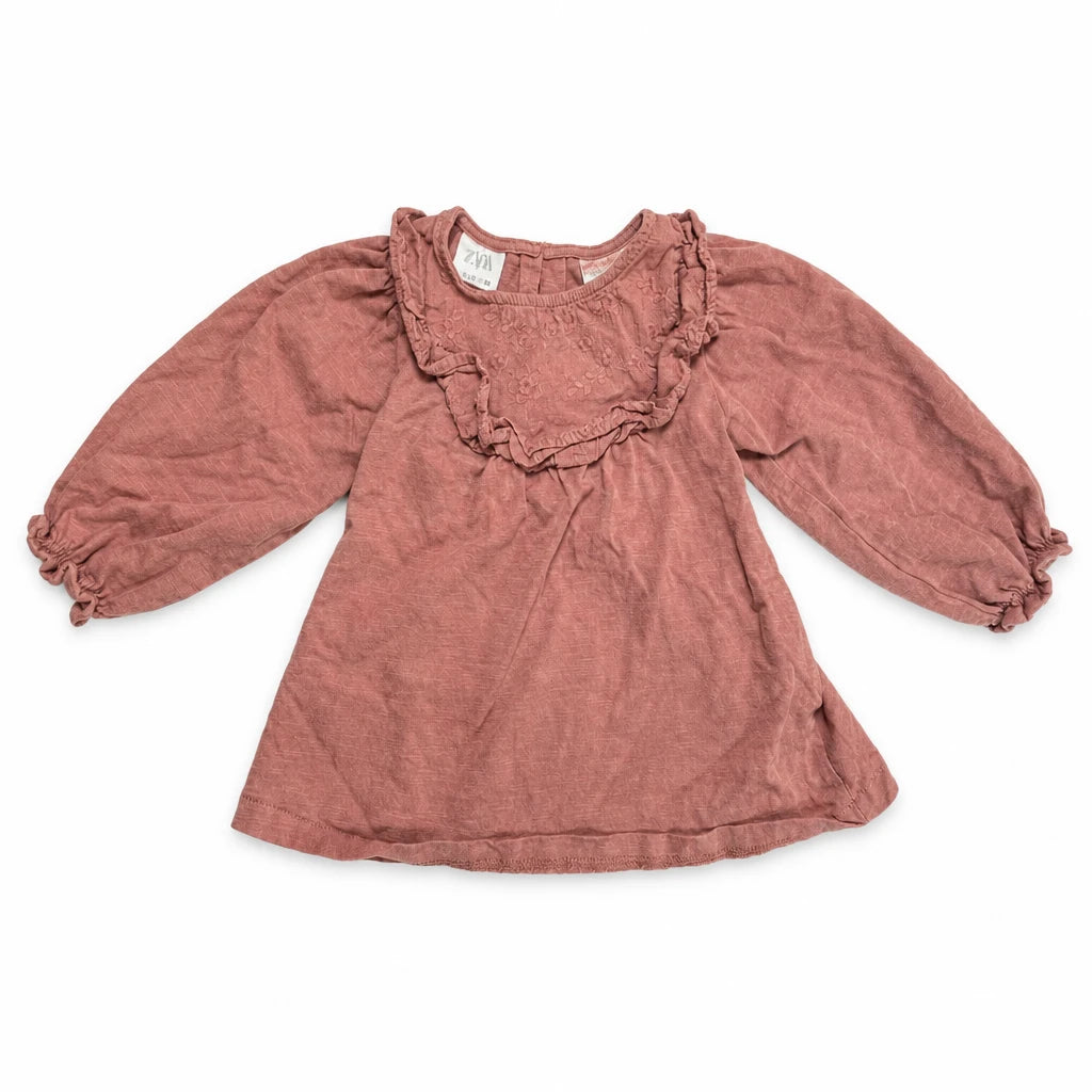 Broderad blus från Zara - Storlek 86/92 - Rosa